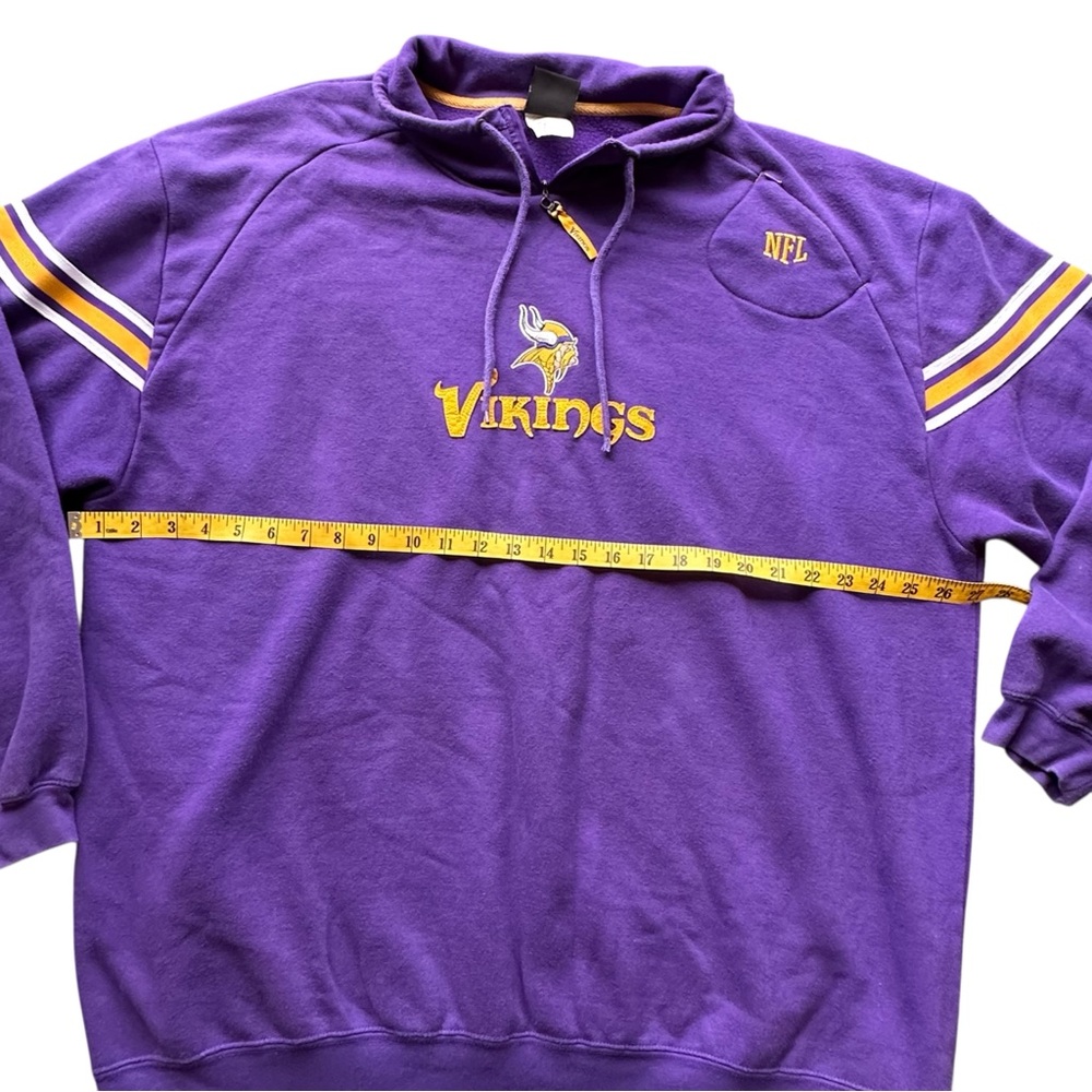 VTG Y2K Era Minnesota Vikings NFL Team Apparel 1/4 Zip Pullover Sweatshirt 2XL - Picture 11 of 11